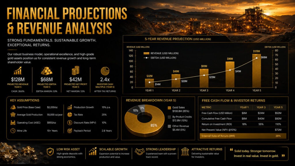 Gold recovery project financial projections and revenue analysis