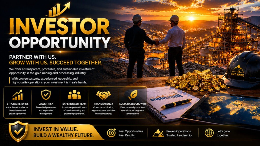 Gold mining investment opportunity and tailings recovery project