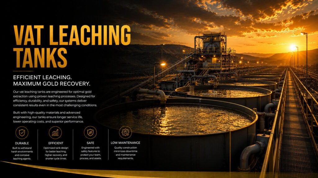Gold vat leaching tanks for mineral processing and recovery
